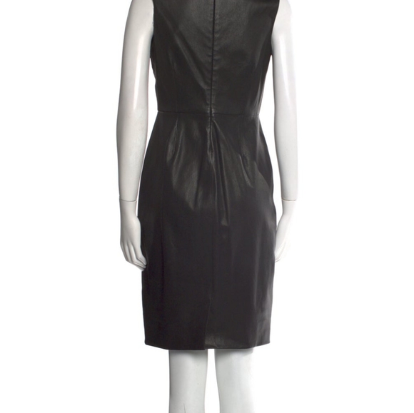 Saks Fifth Ave Leather Sheath Dress - Picture 3 of 8